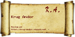 Krug Andor névjegykártya